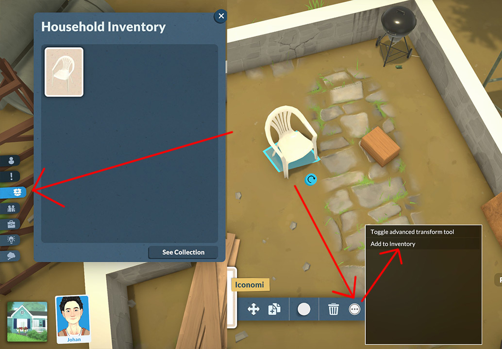 move them to inventory before selling